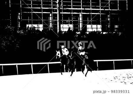 競馬　白黒写真 98339331