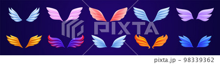 Game icons with wings of birds, angel, phoenix 98339362