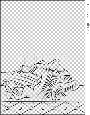 筆書きの百人一首　右近 98340024