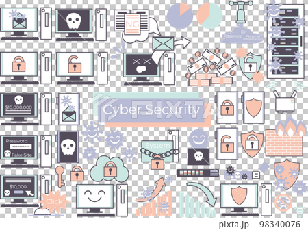 サイバーセキュリティに関係するイラストセット 98340076