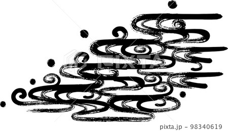 背景素材　和風　筆　流水紋　水 98340619