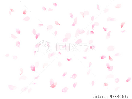 水彩　風に舞う桜の花びらフレーム、背景 98340637