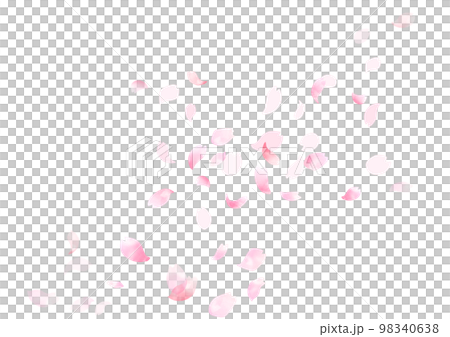 水彩　風に舞う桜の花びらフレーム、背景 98340638