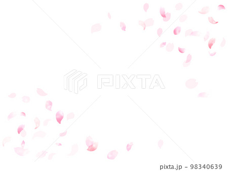 水彩　風に舞う桜の花びらフレーム、背景 98340639