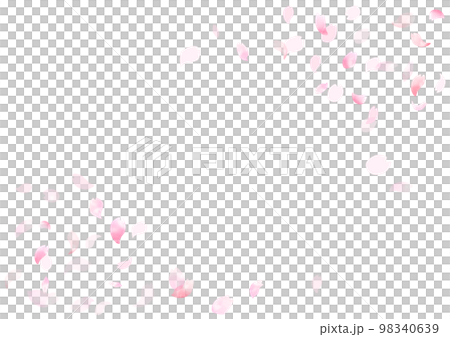 水彩　風に舞う桜の花びらフレーム、背景 98340639