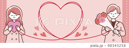 シンプルなハートのカップルのバナーイラスト 98343258