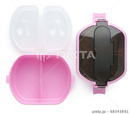 Close up Plastic food box isolated on white background 98343691