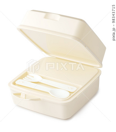 Plastic lunch box isolated on white background 98343715