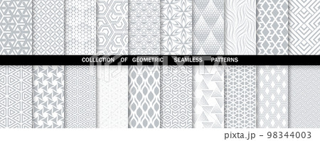 Geometric set of seamless gray and white patterns. Simpless vector graphics. 98344003