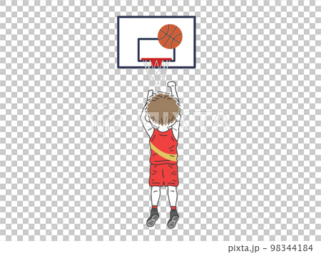 フリースローをする、男性バスケットボール選手のイラスト 98344184