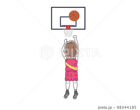 フリースローをする、女性バスケットボール選手のイラスト 98344185