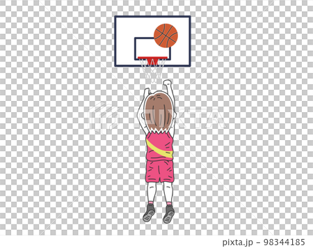 フリースローをする、女性バスケットボール選手のイラスト 98344185