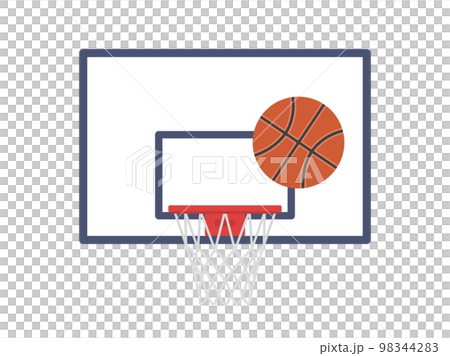 正面から見た、バスケットゴールとバスケットボールのイラスト 98344283