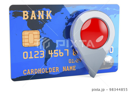 Credit Card with map pointer. 3D rendering 98344855