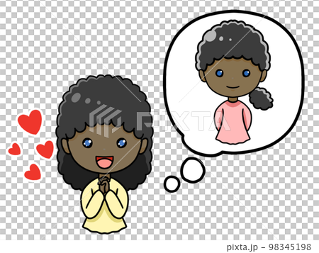 好きな黒人女子のことを考えている黒人女子のイラスト 98345198