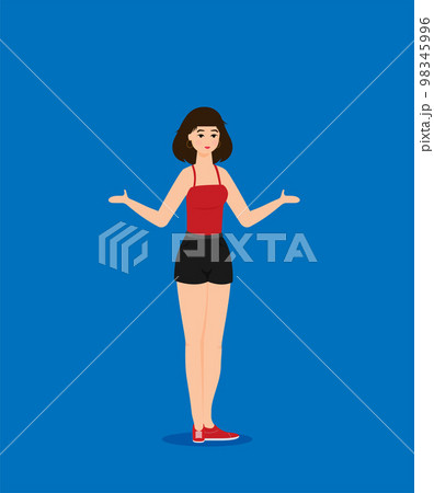 Summer holidays vector illustration with girl,flat design beach 98345996