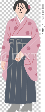 袴姿の若い女性のイラスト 98346166