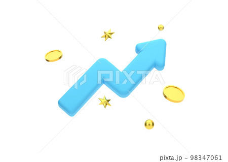 GROWTH STOCK CHART UP WITH COINS AND STAR, INVESTING ICON 98347061