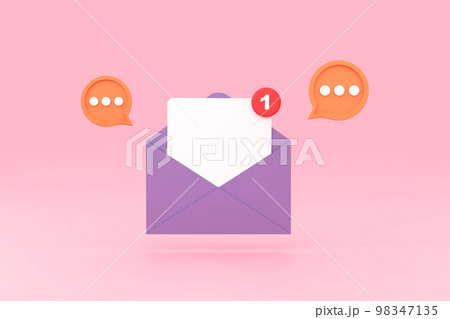 Notification message document icon bubble symbol with social communication email reminder notice. 98347135