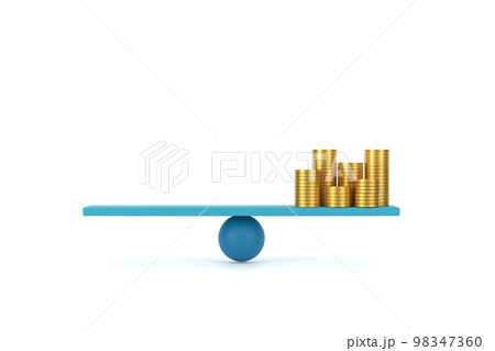 golden coin on balancing scale. business finance concept. golden coin on balancing scale. business finance concept. 98347360