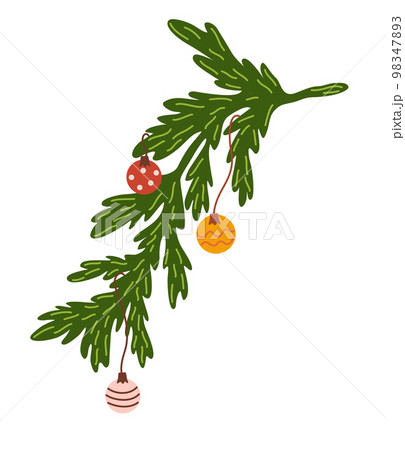 Christmas wreath. Decor for New Year Christmas and holiday. Wreath with holly berries, mistletoe, pine and fir branches, cones, rowan berries. Hand drawn illustration isolated on the white background Christmas wreath. Decor for New Year Christmas and holiday. Wreath with holly berries, mistletoe, pine and fir branches, cones, rowan berries. Hand drawn illustration isolated on the white background 98347893