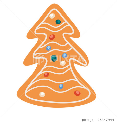 Gingerbread cookie. Christmas sweet. Winter homemade sweet. Hand drawn vector illustrations isolated on the white background. Gingerbread cookie. Christmas sweet. Winter homemade sweet. Hand drawn vector illustrations isolated on the white background. 98347944