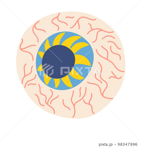 Halloween eye. Cartoon zombie monster eye. Horror party decorations. Hand draw vector illustration isolated on white background 98347996