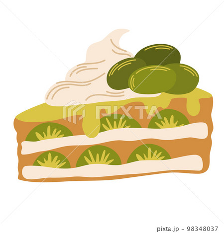 Matcha dessert. Japanese Matcha Roll. Asian food. Perfect for restaurant cafe and print menus. Vector hand draw cartoon illustration. 98348037