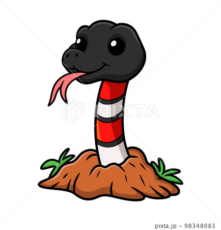 Cute milk snake cartoon out from hole 98348083