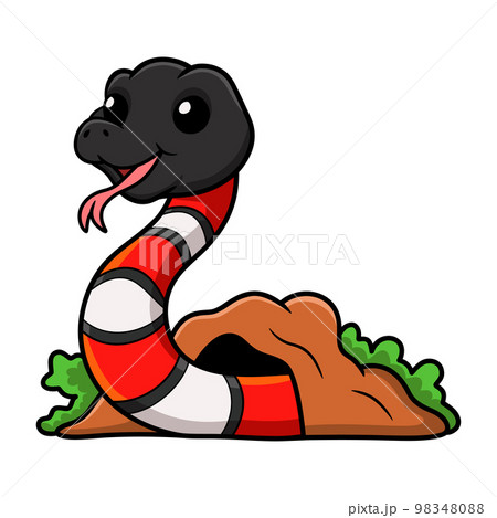 Cute milk snake cartoon out from hole 98348088