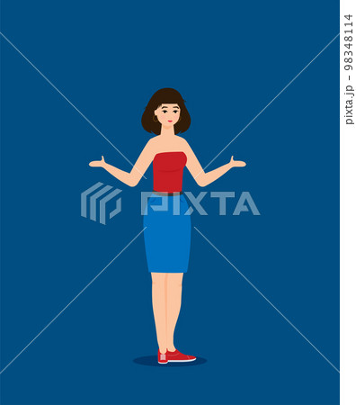 Summer holidays vector illustration with girl,flat design beach 98348114