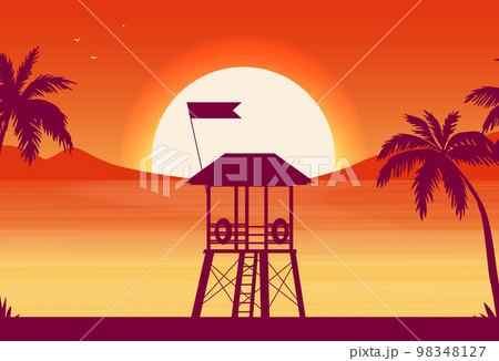 Summer holidays vector illustration,flat design beach Summer holidays vector illustration,flat design beach 98348127