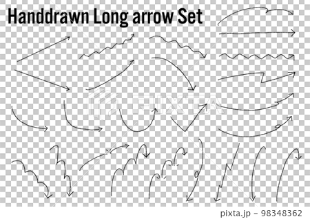 シンプルな手書きの細い矢印 ベクターイラスト セット 長い矢印のバリエーション シンプルな手書きの細い矢印 ベクターイラスト セット 長い矢印のバリエーション 98348362