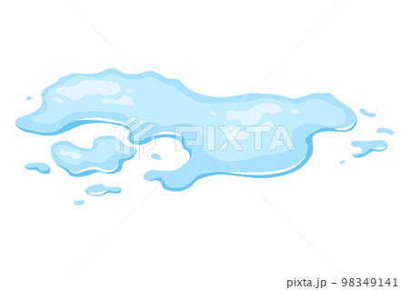 Water spill puddle. Blue liquid shape in flat cartoon style. Clean fluid drop design element isolted on white background 98349141