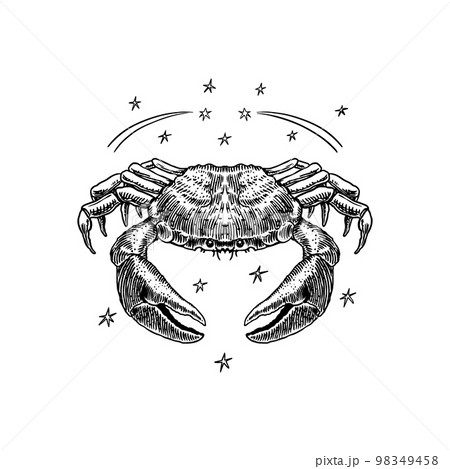 Cancer Zodiac sign. Modern magic Astrological symbol. Illustration of horoscope. Boho design for Cancer Zodiac sign. Modern magic Astrological symbol. Illustration of horoscope. Boho design for 98349458