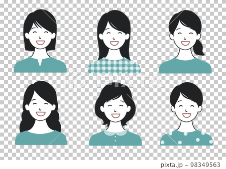 Smiling woman icon set Hair style Various... - Stock Illustration ...
