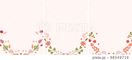 A beautiful composition with bright flowers, leaves, hearts, stars on pastel background.The concept of a holiday, rest. Bright illustrations for greeting cards, invitations to weddings, birthdays,etc 98349719