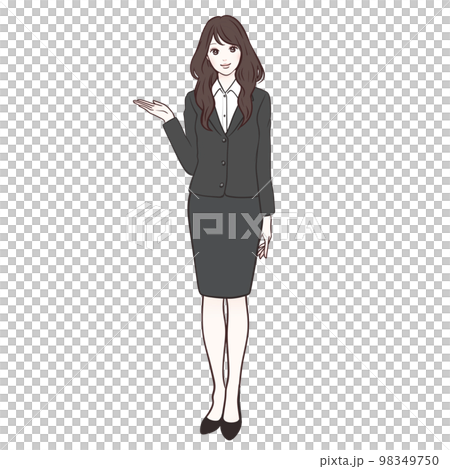Suit / Recruit / Reception / Information / Lecturer / Teacher / Female illustration material 98349750