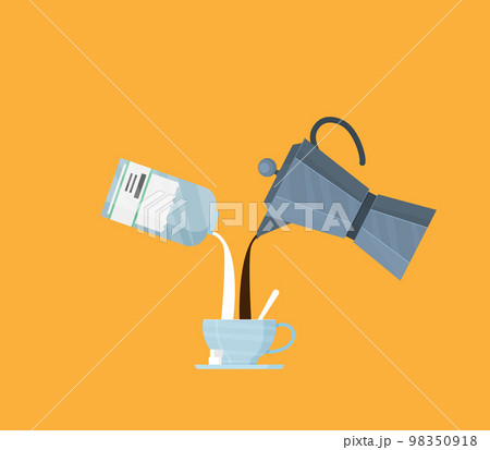 italian coffee maker and cup flat icon flat vector illustration 98350918
