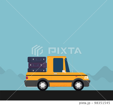 Vector illustration of pickup car isolated on color background 98351545