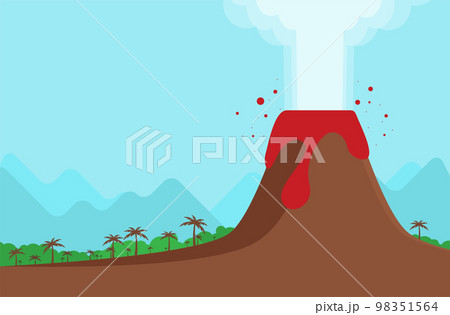 Vector Illustration of Volcano Eruption. Flat Design Style. Vector Illustration of Volcano Eruption. Flat Design Style. 98351564