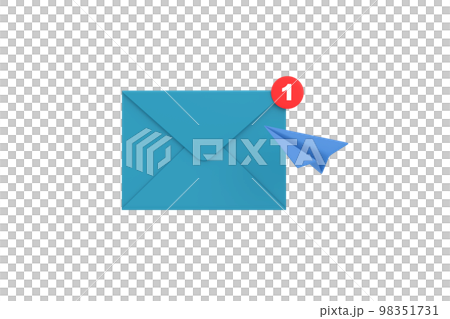 3d. mail envelope icon with paper plane isolated. 98351731