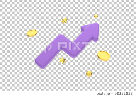 3D. GROWTH STOCK CHART UP WITH COINS AND STAR, INVESTING ICON 98351838