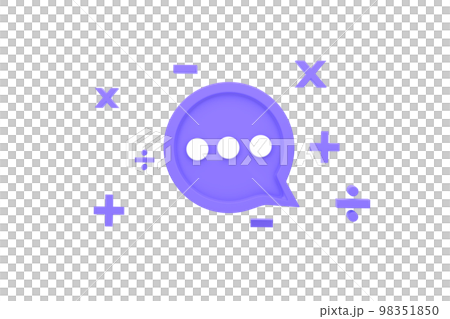 3D. Math sign speech bubble. Be careful with your words, think before you speak. concept. 98351850