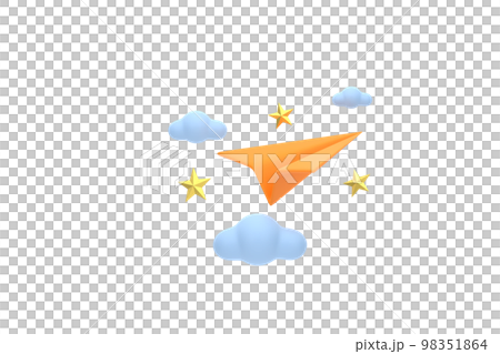 3D. paper airplane with clouds Concept Online social network. 3D. paper airplane with clouds Concept Online social network. 98351864