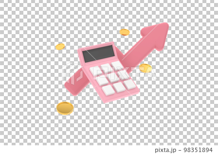 3d. minimal calculator concept of financial management. calculating financial risk planning. 98351894