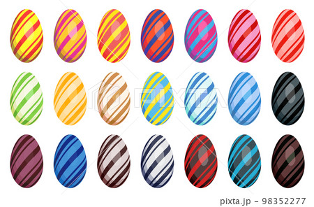 立体感のあるイースターエッグのイラスト素材セット 98352277