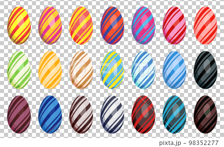 立体感のあるイースターエッグのイラスト素材セット 98352277