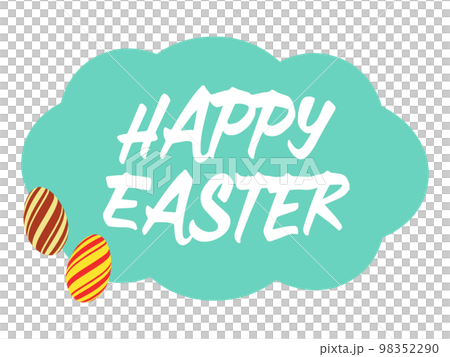 復活節快樂文本和雞蛋插圖素材 98352290