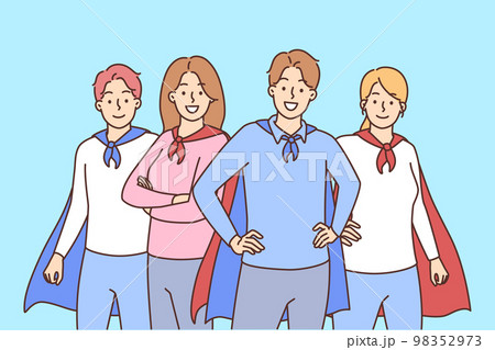 Smiling businesspeople as superheroes Smiling businesspeople as superheroes 98352973